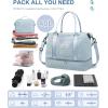imageBAGAIL Travel Duffel Bag Weekender Bags for Women Overnight Gym Carry On Tote Bag with Wet Pocket Hospital Mom Bag for Labor and Delivery  Extra Large BlackBgridlight Blue