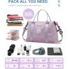 imageBAGAIL Travel Duffel Bag Weekender Bags for Women Overnight Gym Carry On Tote Bag with Wet Pocket Hospital Mom Bag for Labor and Delivery  Extra Large BlackGridPurple