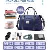 imageBAGAIL Travel Duffel Bag Weekender Bags for Women Overnight Gym Carry On Tote Bag with Wet Pocket Hospital Mom Bag for Labor and Delivery  Extra Large BlackGridNavy Blue