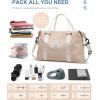 imageBAGAIL Travel Duffel Bag Weekender Bags for Women Overnight Gym Carry On Tote Bag with Wet Pocket Hospital Mom Bag for Labor and Delivery  Extra Large BlackBeige