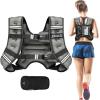 imageBAGAIL Weighted Vest 5lbs10lbs12lbs15lbs20lbs25lbs30lbs Weight Vest with Detachable Phone Pouch Rucking Vest for Women Men Walking Weight Loss Training RunningGrey
