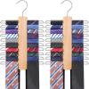 imageBAGAIL Premium Wooden Tie Rack Space Saving Tie Hanger for Men 360Swivel Hook Necktie Organizer 20 Hooks Tie Holder for Tie Belt Scarf 2PackNaturalNatural