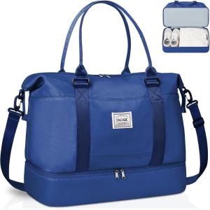 imageBAGAIL Travel Duffel Bag Weekender Bags for Women Overnight Gym Carry On Tote Bag with Wet Pocket Hospital Mom Bag for Labor and Delivery  Extra Large BlackBNavy Blue