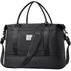 imageBAGAIL Travel Duffel Bag Weekender Bags for Women Overnight Gym Carry On Tote Bag with Wet Pocket Hospital Mom Bag for Labor and Delivery  Extra Large BlackBBlack