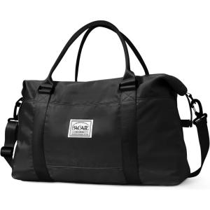 imageBAGAIL Travel Duffel Bag Weekender Bags for Women Overnight Gym Carry On Tote Bag with Wet Pocket Hospital Mom Bag for Labor and Delivery  Extra Large BlackBlack