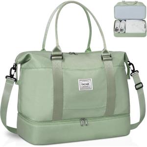 imageBAGAIL Travel Duffel Bag Weekender Bags for Women Overnight Gym Carry On Tote Bag with Wet Pocket Hospital Mom Bag for Labor and Delivery  Extra Large BlackBolive Green