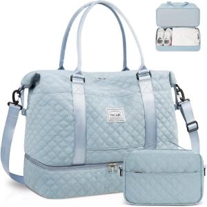 imageBAGAIL Travel Duffel Bag Weekender Bags for Women Overnight Gym Carry On Tote Bag with Wet Pocket Hospital Mom Bag for Labor and Delivery  Extra Large BlackAgridlight Blue