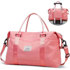 imageBAGAIL Travel Duffel Bag Weekender Bags for Women Overnight Gym Carry On Tote Bag with Wet Pocket Hospital Mom Bag for Labor and Delivery  Extra Large BlackCoral Red