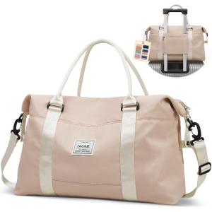 imageBAGAIL Travel Duffel Bag Weekender Bags for Women Overnight Gym Carry On Tote Bag with Wet Pocket Hospital Mom Bag for Labor and Delivery  Extra Large BlackBeige