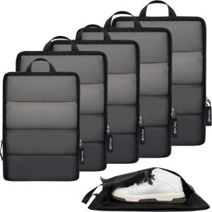 imageBAGAIL 4 Set6 Set Ultralight Compression Packing Cubes Packing Organizer for Travel Accessories Luggage Suitcase Backpack70D FullMesh 6Set Black6Black