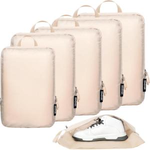 imageBAGAIL 4 Set6 Set Ultralight Compression Packing Cubes Packing Organizer for Travel Accessories Luggage Suitcase Backpack70D FullMesh 6Set BlackBeige