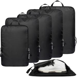 imageBAGAIL 4 Set6 Set Ultralight Compression Packing Cubes Packing Organizer for Travel Accessories Luggage Suitcase Backpack70D FullMesh 6Set BlackBlack