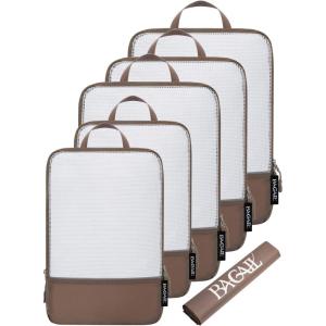 imageBAGAIL 4 Set6 Set Ultralight Compression Packing Cubes Packing Organizer for Travel Accessories Luggage Suitcase Backpack70D FullMesh 6Set BlackBrown Mesh