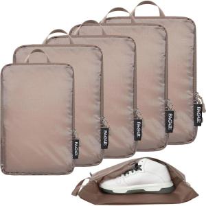 imageBAGAIL 4 Set6 Set Ultralight Compression Packing Cubes Packing Organizer for Travel Accessories Luggage Suitcase Backpack70D FullMesh 6Set BlackBrown