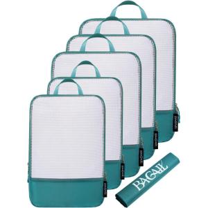 imageBAGAIL 4 Set6 Set Ultralight Compression Packing Cubes Packing Organizer for Travel Accessories Luggage Suitcase Backpack70D FullMesh 6Set BlackTeal Mesh