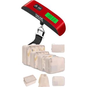 imageBAGAIL 8 Set Packing Cubes Luggage Packing Organizers ampamp Digital Luggage Scale with Temperature Function