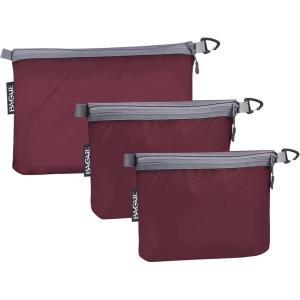 imageBagail Ultralight Zipper Pouch Travel Packing Bags for Toiletries Document ElectronicsBurgundy