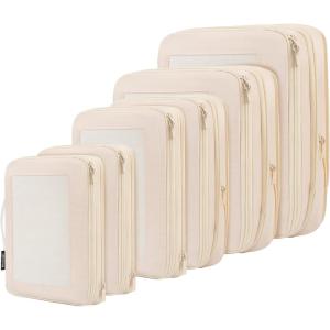 imageBAGAIL 4 Set6 Set8 Set Compression Packing Cubes Travel Accessories Expandable Packing OrganizersBeige SquareMesh 6 Set06Beige