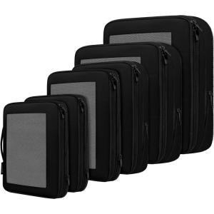 imageBAGAIL 4 Set6 Set8 Set Compression Packing Cubes Travel Accessories Expandable Packing OrganizersBeige SquareMesh 6 Set06Black