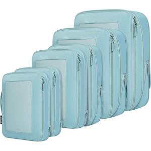 imageBAGAIL 4 Set6 Set8 Set Compression Packing Cubes Travel Accessories Expandable Packing OrganizersBeige SquareMesh 6 Set06Dusty Blue
