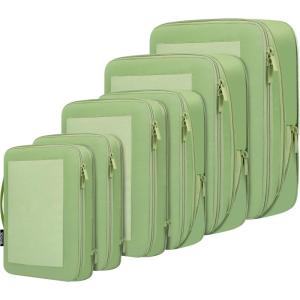 imageBAGAIL 4 Set6 Set8 Set Compression Packing Cubes Travel Accessories Expandable Packing OrganizersBeige SquareMesh 6 Set06Matcha Green