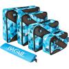 imageBAGAIL 6 Set Packing CubesTravel Luggage Packing OrganizersGeomtry Blue