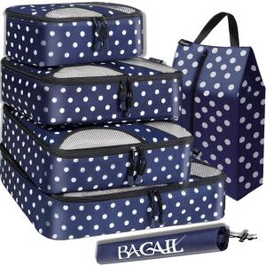 imageBAGAIL 6 Set Packing CubesTravel Luggage Packing OrganizersNavy dot