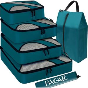 imageBAGAIL 6 Set Packing CubesTravel Luggage Packing OrganizersTeal