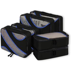 imageBAGAIL 6 Set Packing CubesTravel Luggage Packing OrganizersThe BlackBlue