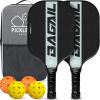 imageBAGAIL Pickleball Paddles USAPA Carbon Fiber Pickleball Sets Lightweight Pickle Ball Rackets Graphite Textured Surface 16mm Honeycomb Core for Ultimate Spin and Control Include 4 Balls and 1 BagOlive Green