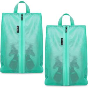 imageBagail Shoe Bags for TravelSet of 2 Shoe Bags for Storage in ClosetTransparent Shoe Packing Organizers with YKK Zipper L 17quotx10quotx5quot Classic Black 2pcsTurquoise 2pcs