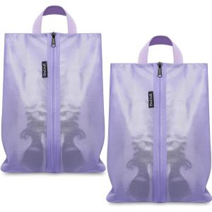 imageBagail Shoe Bags for TravelSet of 2 Shoe Bags for Storage in ClosetTransparent Shoe Packing Organizers with YKK Zipper L 17quotx10quotx5quot Classic Black 2pcsLavender 2pcs
