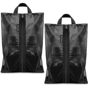 imageBagail Shoe Bags for TravelSet of 2 Shoe Bags for Storage in ClosetTransparent Shoe Packing Organizers with YKK Zipper L 17quotx10quotx5quot Classic Black 2pcsClassic Black2pcs