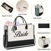 imageBAGAIL Initial Tote Bag Personalized Birthday Gifts for Women Teacher Friends Mom Wedding Monogrammed Beach BagCanvas Bride With Cosmetic Bag