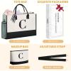 imageBAGAIL Initial Tote Bag Personalized Birthday Gifts for Women Teacher Friends Mom Wedding Monogrammed Beach BagCanvas C With Cosmetic Bag