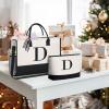 imageBAGAIL Initial Tote Bag Personalized Birthday Gifts for Women Teacher Friends Mom Wedding Monogrammed Beach BagCanvas D With Cosmetic Bag