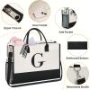 imageBAGAIL Initial Tote Bag Personalized Birthday Gifts for Women Teacher Friends Mom Wedding Monogrammed Beach BagCanvas G With Cosmetic Bag