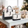 imageBAGAIL Initial Tote Bag Personalized Birthday Gifts for Women Teacher Friends Mom Wedding Monogrammed Beach BagCanvas J With Cosmetic Bag