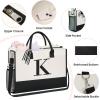 imageBAGAIL Initial Tote Bag Personalized Birthday Gifts for Women Teacher Friends Mom Wedding Monogrammed Beach BagCanvas K With 2 Cosmetic Bags
