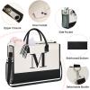 imageBAGAIL Initial Tote Bag Personalized Birthday Gifts for Women Teacher Friends Mom Wedding Monogrammed Beach BagCanvas M With 2 Cosmetic Bags