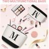 imageBAGAIL Initial Tote Bag Personalized Birthday Gifts for Women Teacher Friends Mom Wedding Monogrammed Beach BagCanvas M With 2 Cosmetic Bags
