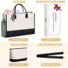 imageBAGAIL Initial Tote Bag Personalized Birthday Gifts for Women Teacher Friends Mom Wedding Monogrammed Beach BagCanvas Plain With Cosmetic Bag