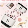 imageBAGAIL Initial Tote Bag Personalized Birthday Gifts for Women Teacher Friends Mom Wedding Monogrammed Beach BagCanvas S With 2 Cosmetic Bags