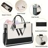 imageBAGAIL Initial Tote Bag Personalized Birthday Gifts for Women Teacher Friends Mom Wedding Monogrammed Beach BagCanvas W With Cosmetic Bag