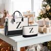 imageBAGAIL Initial Tote Bag Personalized Birthday Gifts for Women Teacher Friends Mom Wedding Monogrammed Beach BagCanvas Z With Cosmetic Bag