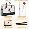 imageBAGAIL Initial Tote Bag Personalized Birthday Gifts for Women Teacher Friends Mom Wedding Monogrammed Beach BagCanvas a With Cosmetic Bag