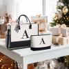 imageBAGAIL Initial Tote Bag Personalized Birthday Gifts for Women Teacher Friends Mom Wedding Monogrammed Beach BagCanvas a With Cosmetic Bag