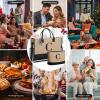 imageBAGAIL Initial Tote Bag Personalized Birthday Gifts for Women Teacher Friends Mom Wedding Monogrammed Beach BagJute Brown C With Cosmetic Bag