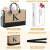 imageBAGAIL Initial Tote Bag Personalized Birthday Gifts for Women Teacher Friends Mom Wedding Monogrammed Beach BagJute Brown K With Cosmetic Bag