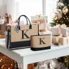 imageBAGAIL Initial Tote Bag Personalized Birthday Gifts for Women Teacher Friends Mom Wedding Monogrammed Beach BagJute Brown K With Cosmetic Bag